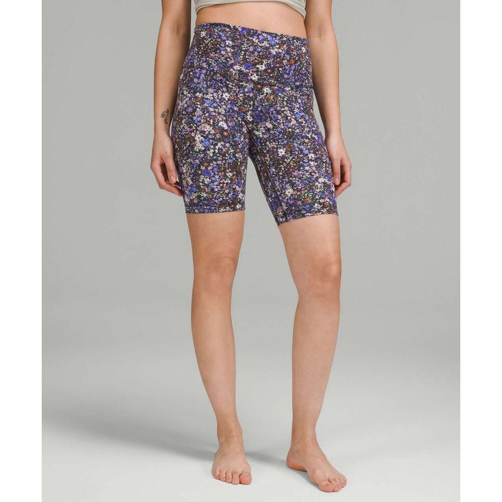 Lululemon Align High Rise Bike Short 8" Flower Burst Multi Gym Travel Womens 6